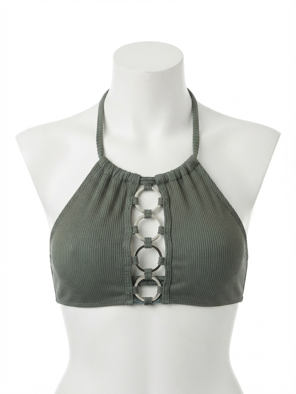 Hotkiss Swim Halter Bikini Top Size Small O-Ring Front Cutout Y2K festival chic